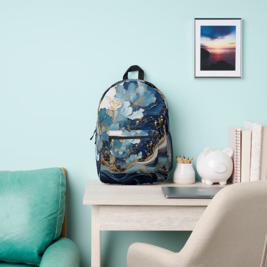 Imprimé Beau sac à dos sur mesure Bleu et Or (Insitu)