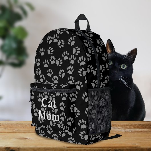 Imprimé Black Cat Maman Empreinte de patte Sac à dos perso