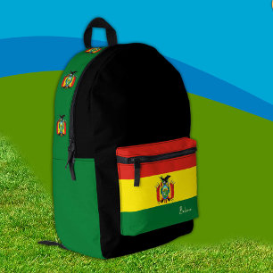 Imprimé Bolivie, sac à dos noir, drapeau bolivien / patrio