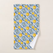 Imprimé botanique de citron bleu et jaune d'été (Serviette à main)