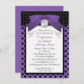IMPRIMÉ BOW Purple Premier Invitation de confirmat (Devant / Derrière)