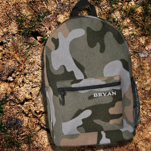 Imprimé Camo Green Boys Nom sac à dos