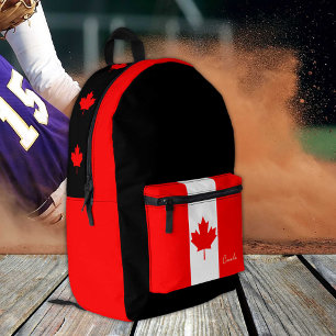 Imprimé Canada, sac à dos noir, drapeau canadien / patriot