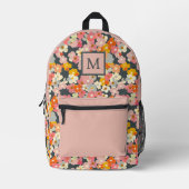 Imprimé Chic Monogramme initial Floral Pink sac à dos (Recto)