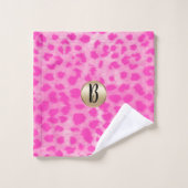 Imprimé chic monogramme léopard rose guépard (Gant de toilette)