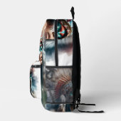 Imprimé Coiffe Tribale et Sac à Dos Loup (Droite)