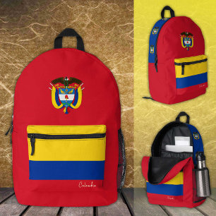 Imprimé Colombie, sac à dos rouge, drapeau colombien / pat