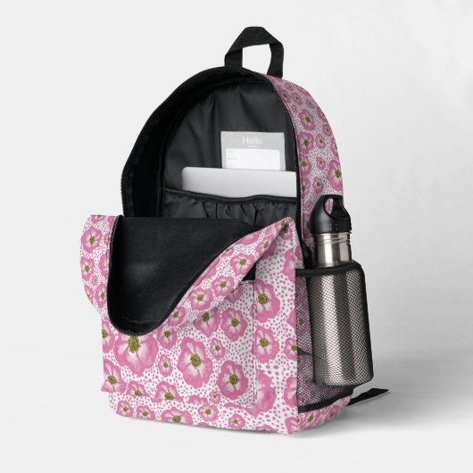 Imprimé Conception Rose sauvage sur sac à dos (Coin arrière droit (ouvert))
