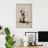 Imprimé d'amour de chat, Impression d'art animal m (Bureau à domicile)