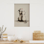 Imprimé d'amour de chat, Impression d'art animal m (Cuisine)