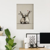 Imprimé d'amour de lapin, impression d'art de lapi (Bureau à domicile)