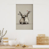 Imprimé d'amour de lapin, impression d'art de lapi (Cuisine)