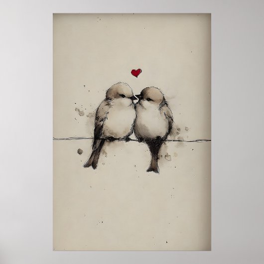 Imprimé d'amour de moineaux, impression de la Sain (Devant)