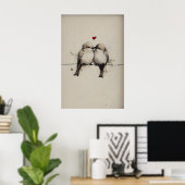 Imprimé d'amour de moineaux, impression de la Sain (Bureau à domicile)