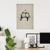 Imprimé d'amour de moineaux, impression de la Sain (Bureau à domicile)