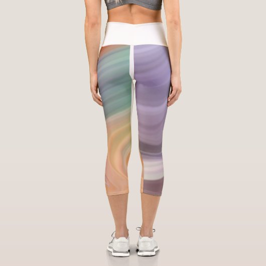 imprimé d'art liquide violet orange Capri leggings (Verso)