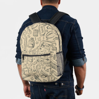 Imprimé Design de sac à dos amusant avec des objets scolai