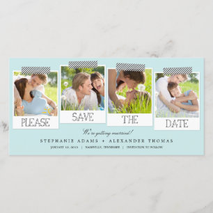 Imprime Enregistrer La Date Carte photo - Bleu