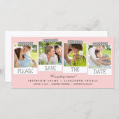 Imprime Enregistrer La Date Carte photo - Rose (Devant / Derrière)