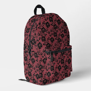 Imprimé Faux Black Lace Rose Fishnet Red Sac à dos
