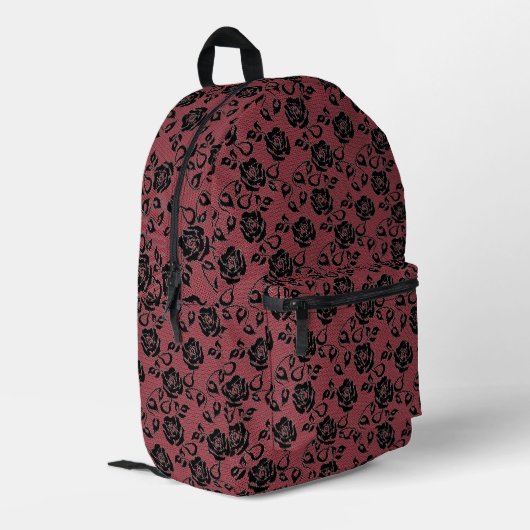 Imprimé Faux Black Lace Rose Fishnet Red Sac à dos (Coin arrière gauche)