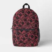 Imprimé Faux Black Lace Rose Fishnet Red Sac à dos (Recto)
