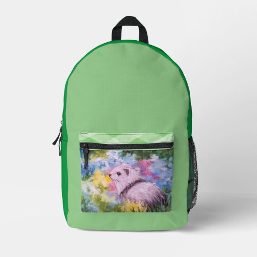 Imprimé Ferret N Fleurs sac à dos (Recto)