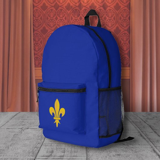 Imprimé Fleur de Lis sur le sac à dos Royal Blue