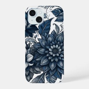 Imprimé floral bohème bleu et blanc