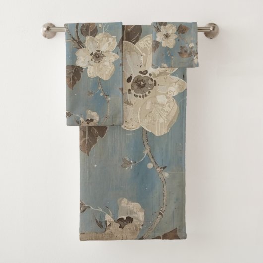 Imprimé floral marron bleu clair rustique (En situation)