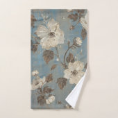 Imprimé floral marron bleu clair rustique (Serviette à main)