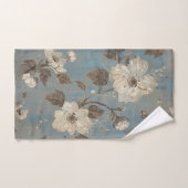 Imprimé floral marron bleu clair rustique (Serviette à main)