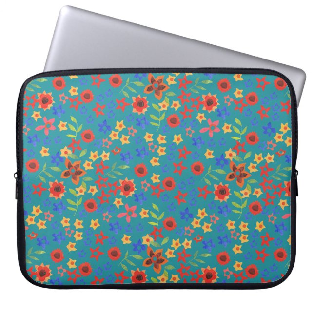 Imprimé Floral Rétro sur Housse de Portable Sarcel (Devant)
