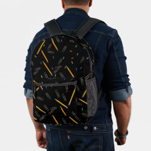 Imprimé Fournitures scolaires crayons punaises sac à dos n