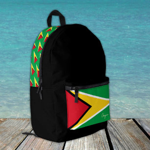 Imprimé Guyana, sac à dos noir, drapeau Guyana / patriotiq