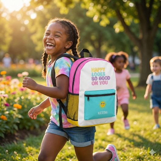 Imprimé Happy Semble Si Bon Sur Votre Sac À Dos