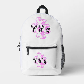 Imprimé Hashtag sac à dos |Sac de vêtements de rue minimal