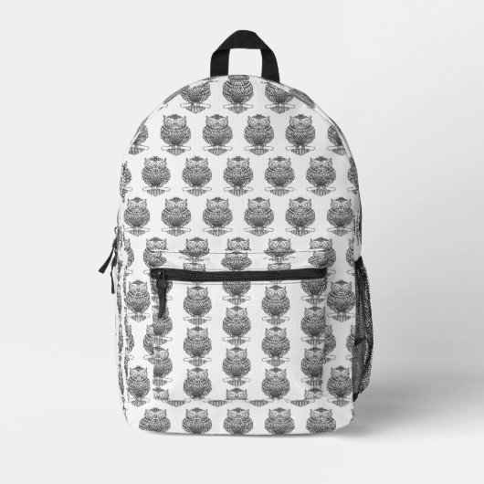 Imprimé Hibou (blanc) - Sac à dos (Recto)