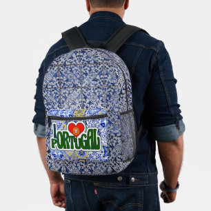 Imprimé J'aime Portugal Tuiles Bleues Sac à Dos