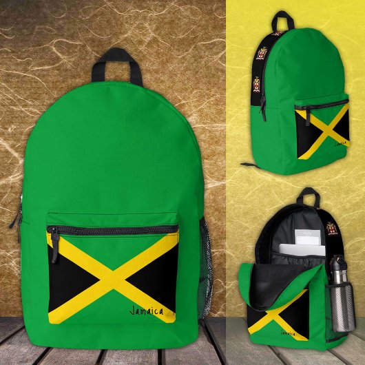 Imprimé Jamaïque, sac à dos vert, drapeau jamaïcain / patr