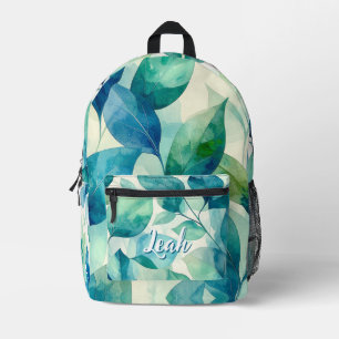 Imprimé Joli sac à dos floral vert et bleu