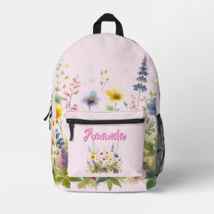 Imprimé Jolies Fleurs Sauvages Fleurissant Sac à Dos Votre