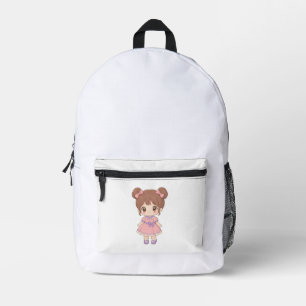 Imprimé Kawaii Chibi Fille Robe Rose Sac À Dos 3D An Mig