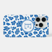 Imprimé léopard bleu et blanc Monogramme (Verso Horizontal)