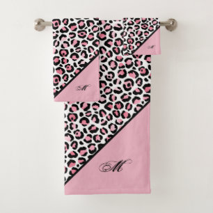 Imprimé léopard en rose blanc et noir avec monogra