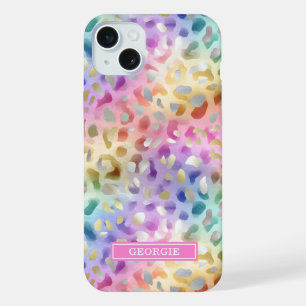 Imprimé léopard iridescent pastel monogrammé