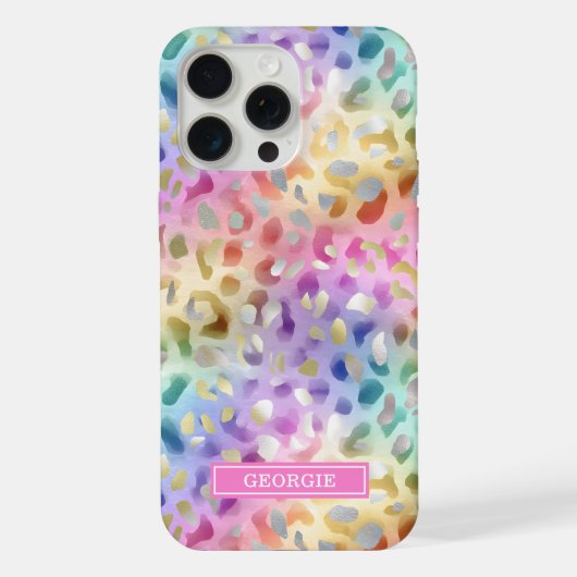 Imprimé léopard iridescent pastel monogrammé (Verso)