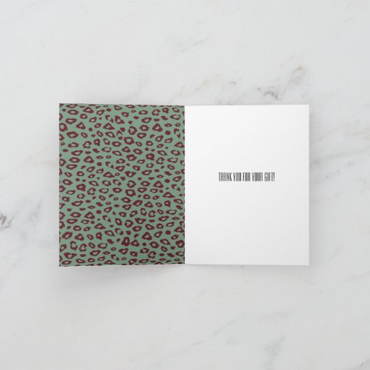 Imprimé léopard vert rouge Merci (Intérieur)