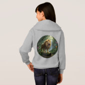Imprimé lion pullover à capuche pour filles (Dos entier)