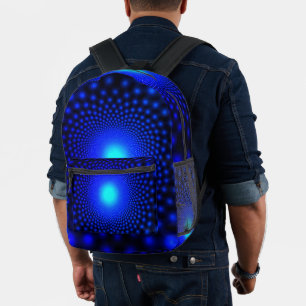 Imprimé Lumières bleu néon sur sac à dos noir